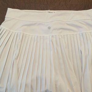 Athleta White Pleated Skater Skirt with Logo